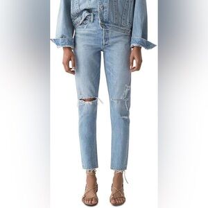 Agold Jamie Hi Rise Slim Straight Jeans- Shakedown Wash